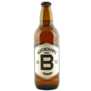 Bertinchamp Blonde Bière Artisanale, Bouteille sur fond naturel