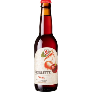 Bouteille de bière Choulette Cerise artisanale avec fond neutre