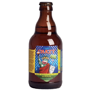 Bouteille de bière artisanale Crazy IPA aux arômes exotiques 33 cl
