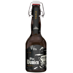 Bouteille de bière blonde Père Damien de la Brasserie Caulier
