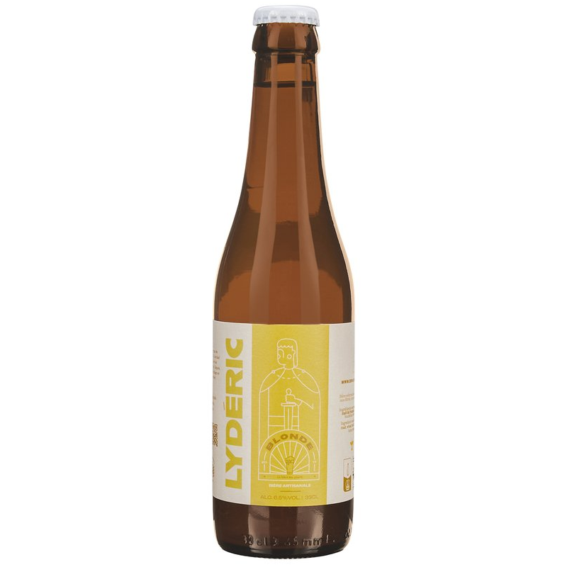 Bouteille de bière Lydéric Blonde 33 cl artisanale 6,5° avec mousse dorée Bouteille de bière Lydéric Blonde 33 cl artisanale 6,5° avec mousse dorée