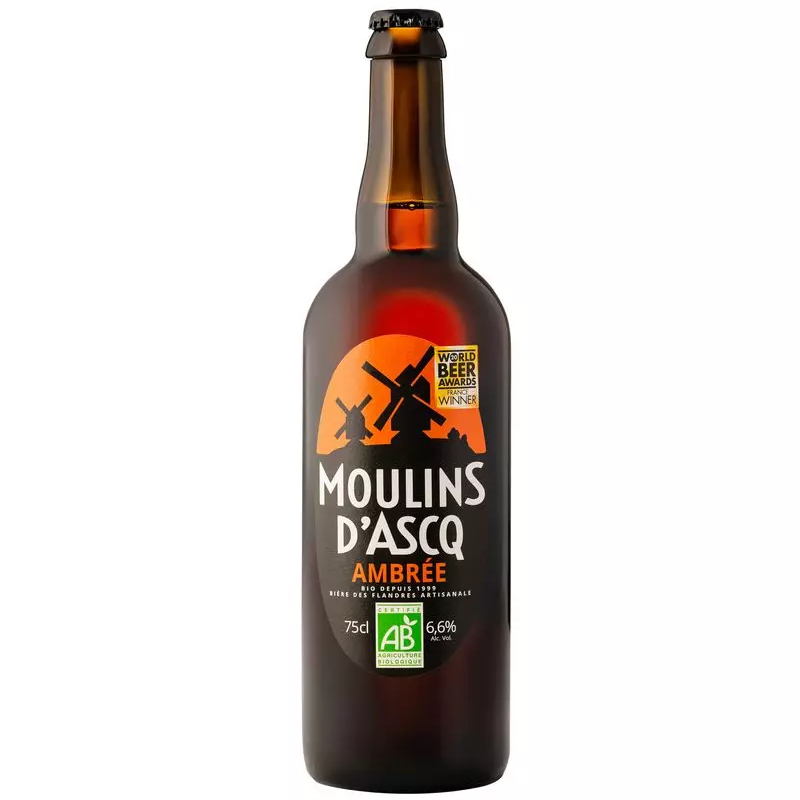 Bouteille de bière artisanale ambrée Moulin d’Ascq 75 cl Bouteille de bière artisanale ambrée Moulin d’Ascq 75 cl