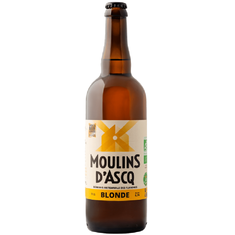 Bouteille de bière Moulin d'Ascq Blonde 75cl artisanale bio Bouteille de bière Moulin d'Ascq Blonde 75cl artisanale bio