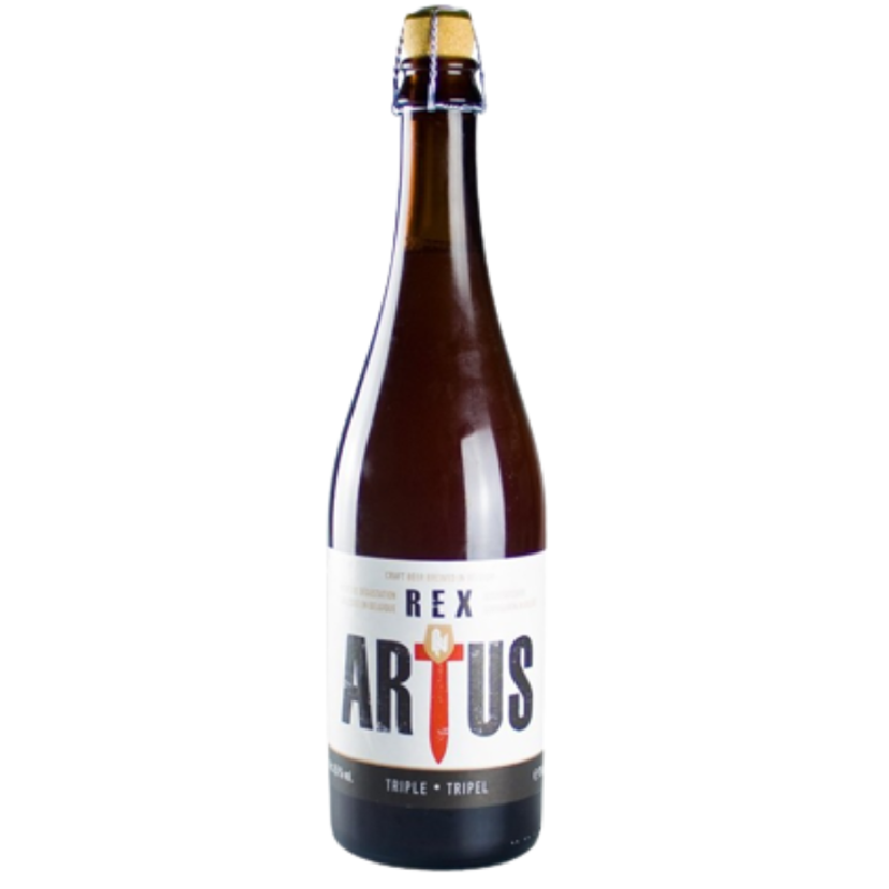 Bouteille de Rex Artus 8.5° 75 cl, bière artisanale triple brassée en Belgique Bouteille de Rex Artus 8.5° 75 cl, bière artisanale triple brassée en Belgique