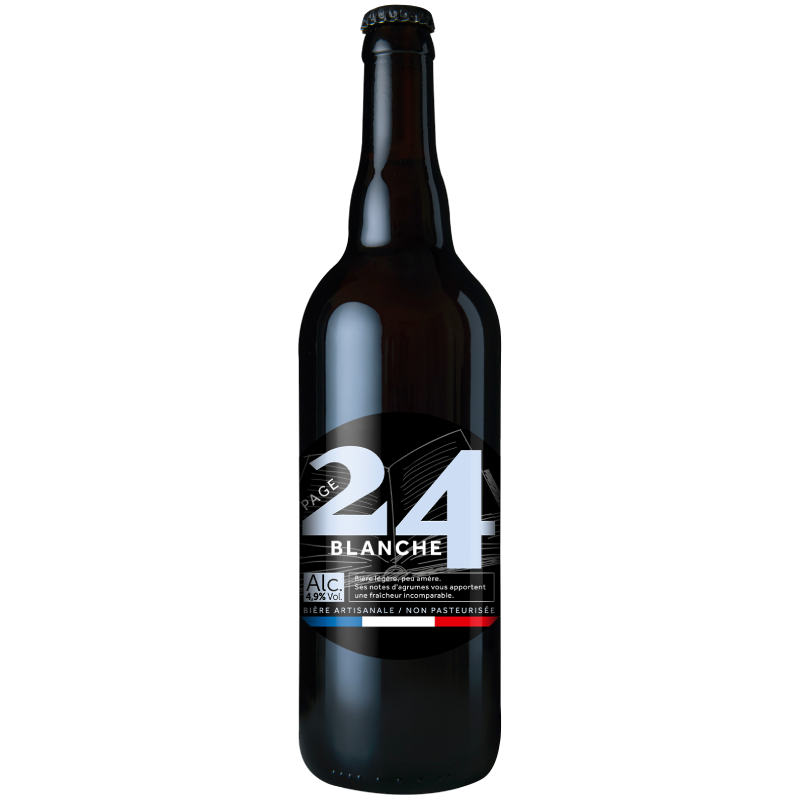 Bouteille de bière artisanale Page 24 Blanche sur fond neutre Bouteille de bière artisanale Page 24 Blanche sur fond neutre