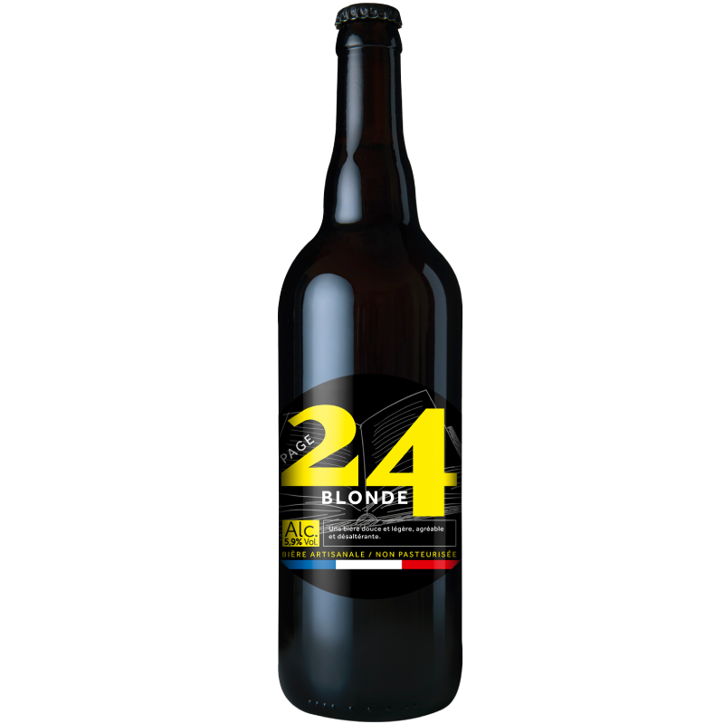 Bouteille de bière artisanale Page 24 Blonde Classique du Nord de la France Bouteille de bière artisanale Page 24 Blonde Classique du Nord de la France