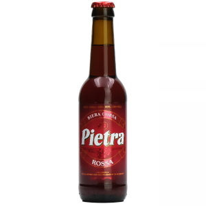 Bouteille de bière Pietra Rossa 33cl sur fond blanc