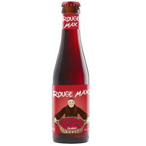 Photo de la bière Rouge Max en verre avec mousse rosée et robe rouge foncée