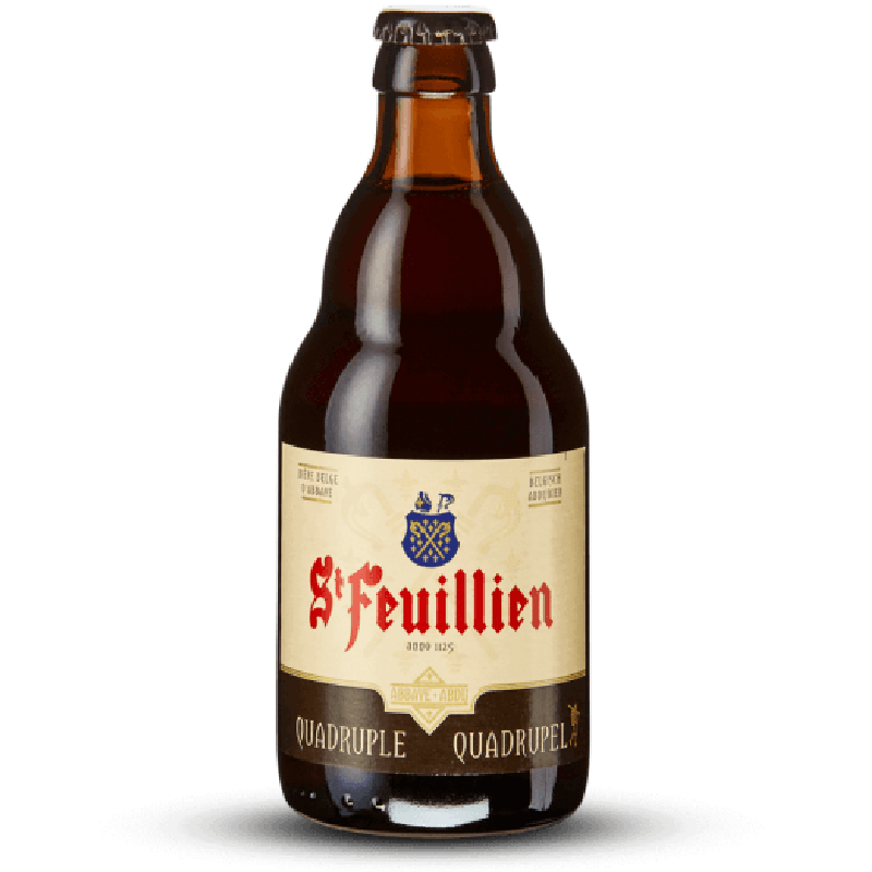 Bouteille de Saint Feuillien Quadruple bière brune forte 11 degrés Bouteille de Saint Feuillien Quadruple bière brune forte 11 degrés