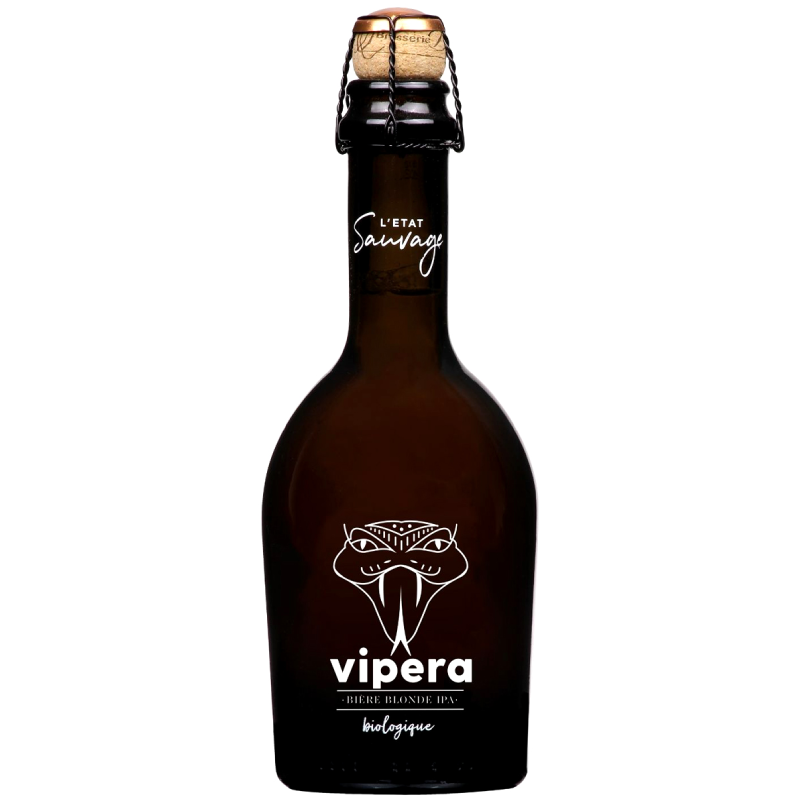 Bouteille de bière blonde IPA bio Vipera 33cl de la Brasserie De Sutter Bouteille de bière blonde IPA bio Vipera 33cl de la Brasserie De Sutter
