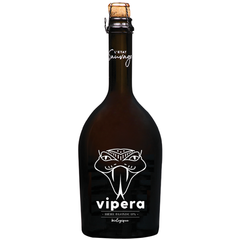 Bouteille de bière blonde IPA bio Vipera 75 cl de la Brasserie De Sutter Bouteille de bière blonde IPA bio Vipera 75 cl de la Brasserie De Sutter