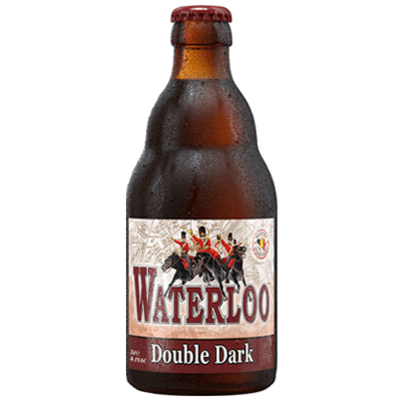 Bouteille de Waterloo Double Dark 33cl avec mousse onctueuse Bouteille de Waterloo Double Dark 33cl avec mousse onctueuse