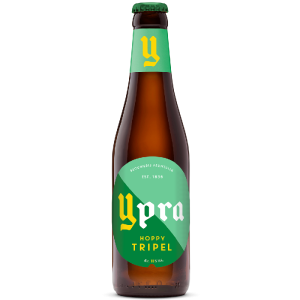 Bouteille de Ypra Hoppy Tripel 33cl avec mousse blanche crémeuse