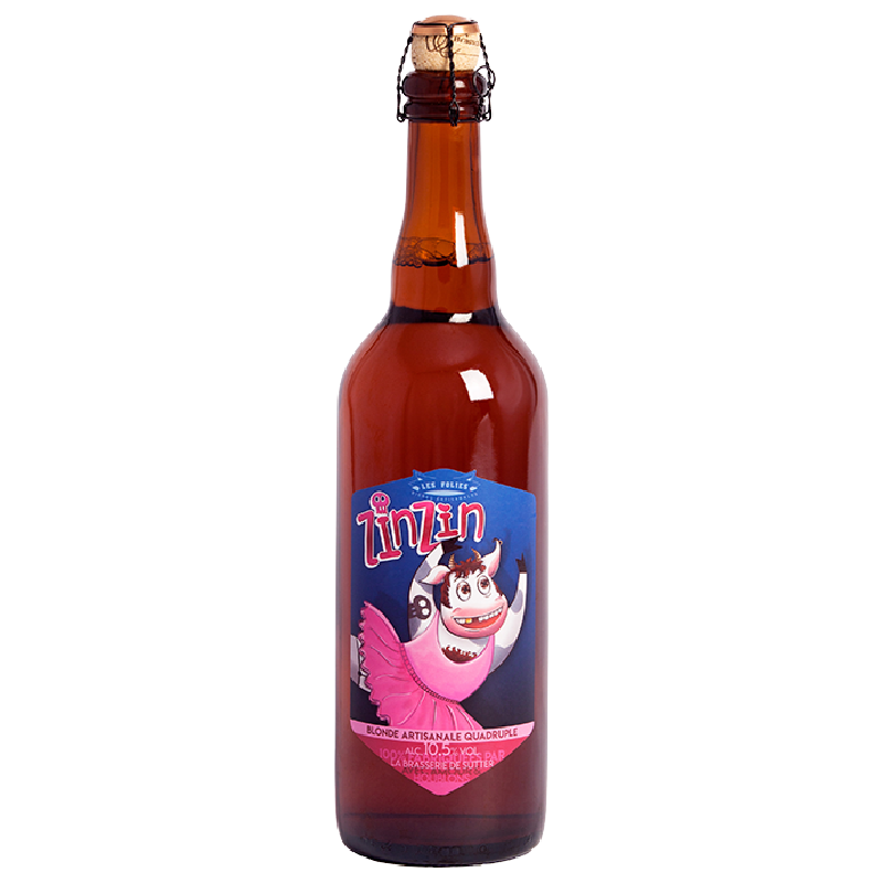 Bouteille de Zinzin 75cl – Bière blonde quadruple artisanale de la Brasserie De Sutter Bouteille de Zinzin 75cl – Bière blonde quadruple artisanale de la Brasserie De Sutter