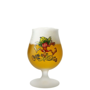 Verre tulipe Cuvée des Trolls 25 cl avec logo troll sur fond givré