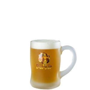 Verre à bière Barbar 33 cl en verre dépoli avec logo de la Brasserie Lefebvre
