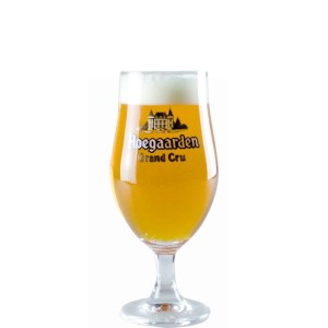 Verre Hoegaarden Grand Cru 33 cl avec bière dorée mousseuse