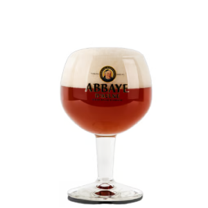 erre tulipe Abbaye d’Aulne 25 cl mis en scène avec bière dorée