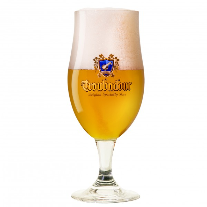Verre à bière Troubadour 33 cl en forme de tulipe sur fond blanc