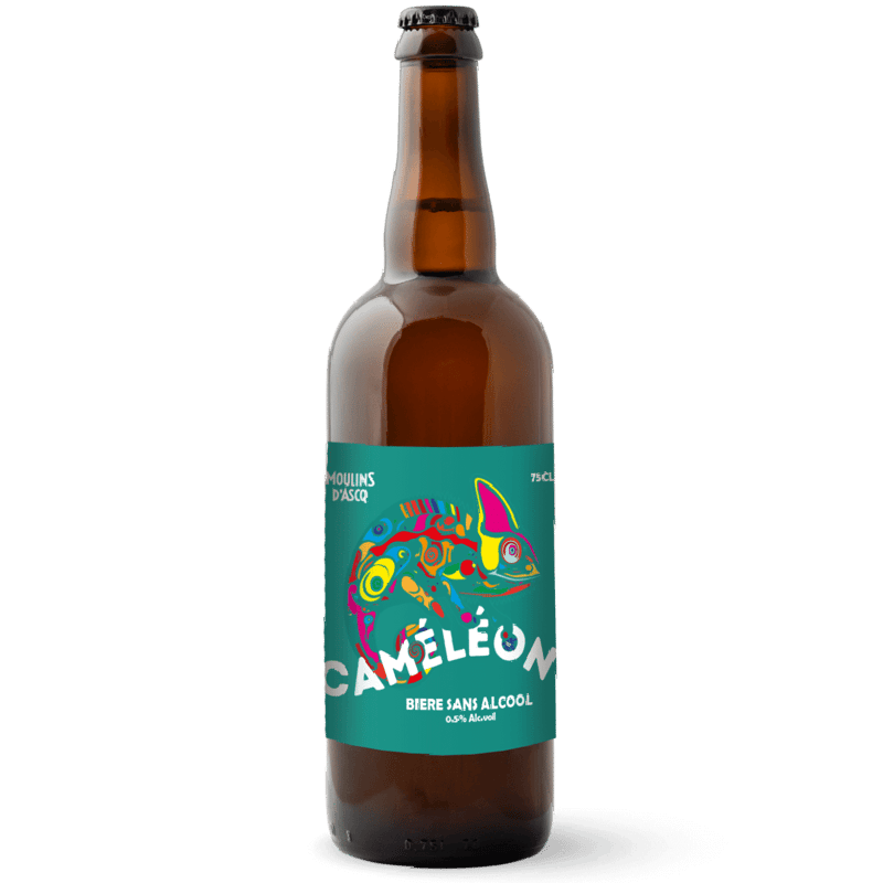 Photo de la bouteille de bière blonde sans alcool Caméléon 75cl – Brasserie Moulins d’Ascq