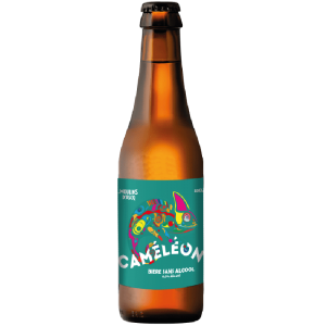 Bouteille de bière Caméléon 33 cl sans alcool de la Brasserie Moulins d’Ascq sur fond neutre