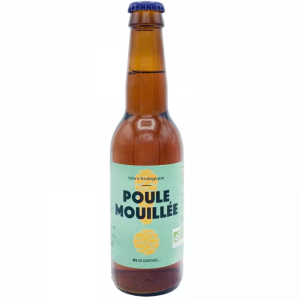 Bouteille de Poule Mouillée IPA 33 cl de la Brasserie Tandem, étiquette verte