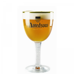 Verre à bière Maredsous 25 cl en calice transparent avec bord doré