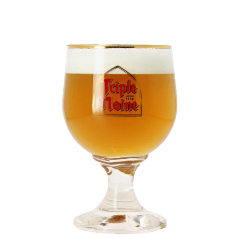Verre calice Triple Moine 33 cl avec logo rouge et liseré doré Verre calice Triple Moine 33 cl avec logo rouge et liseré doré