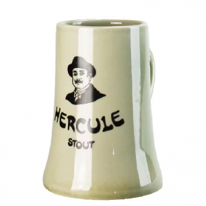 Chope en grès Hercule 33 cl avec anse arrondie et logo noir