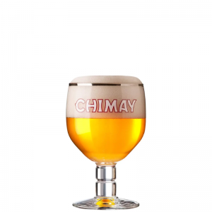 Galopin Chimay 18 cl : petit verre tulipe à pied, logo rouge Chimay